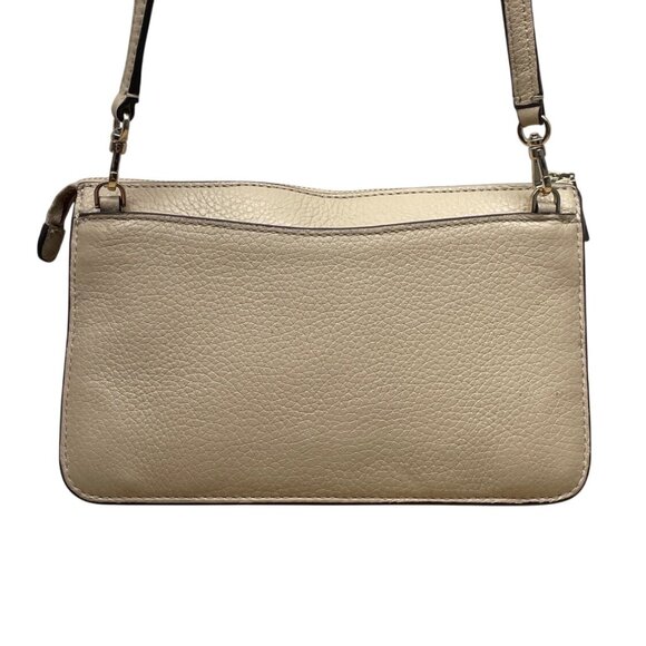 Kate Spade Beige & White Pebbled Leather Front Pocket Leila Crossbody Bag Sz S - Picture 5 of 14